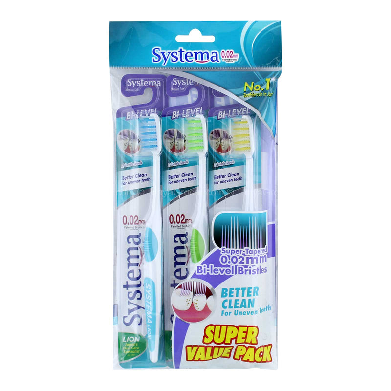 Systema Bi-Level Toothbrush Medium Soft 3pcs