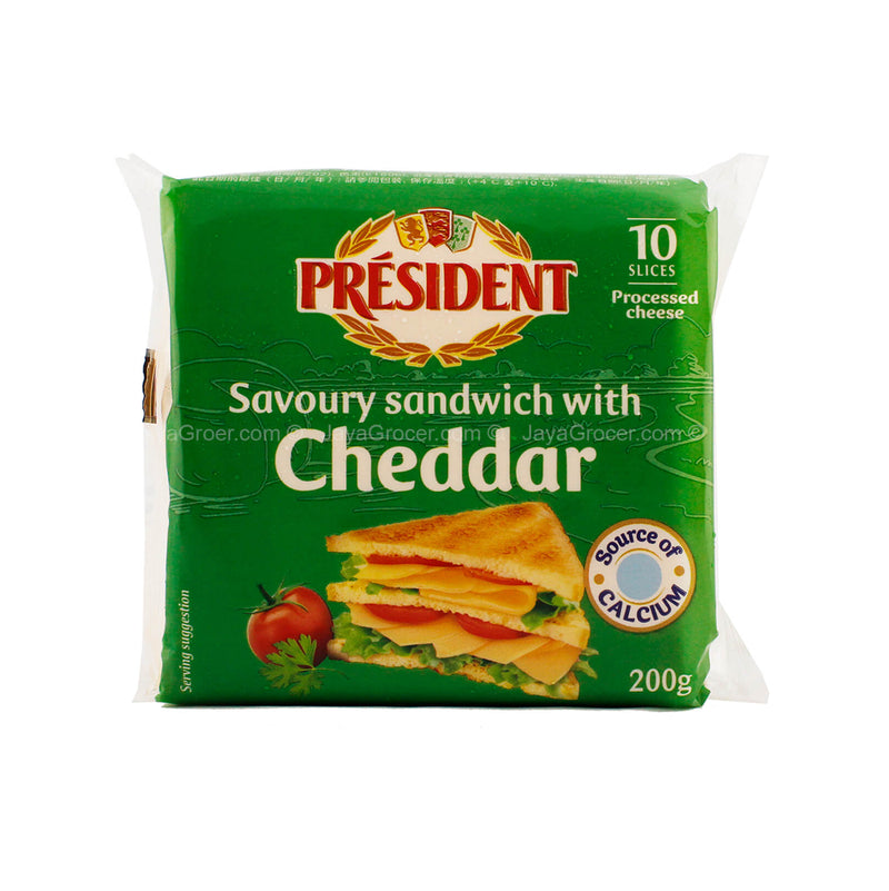 President Sandwich Cheddar Sliced Cheese 200g