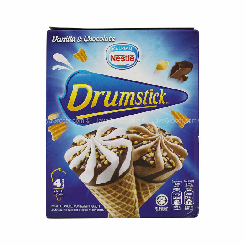 Nestle Drumstick Vanilla & Chocolate Cone Ice Cream 110ml x 4