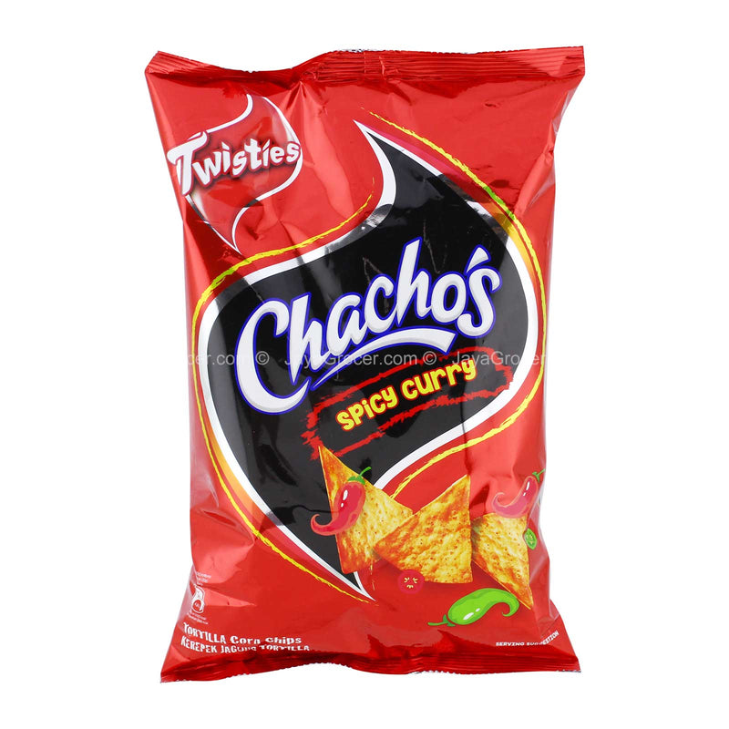 Chachos Tortilla Corn Chips Spicy Curry Flavour 185g