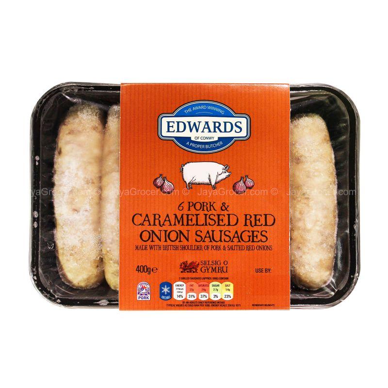 Edwards of Conwy 6 Pork & Caramelised Red Onion Sausages 400g