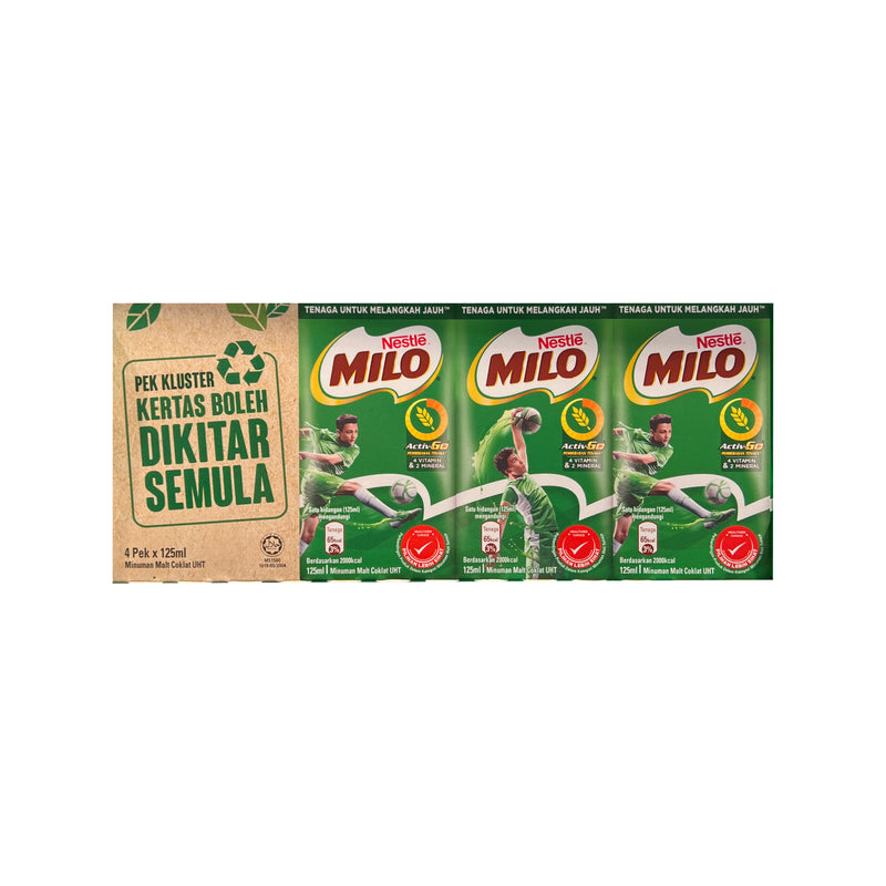 Milo Activ-Go Ready-to-Drink Chocolate Malt Drink 125ml x 4