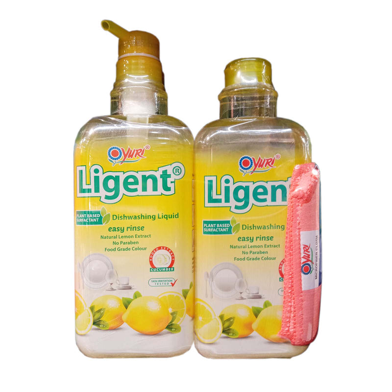 Yuri Ligent Anti-Bacterial Dishwashing Detergent Lemon 1L x 2