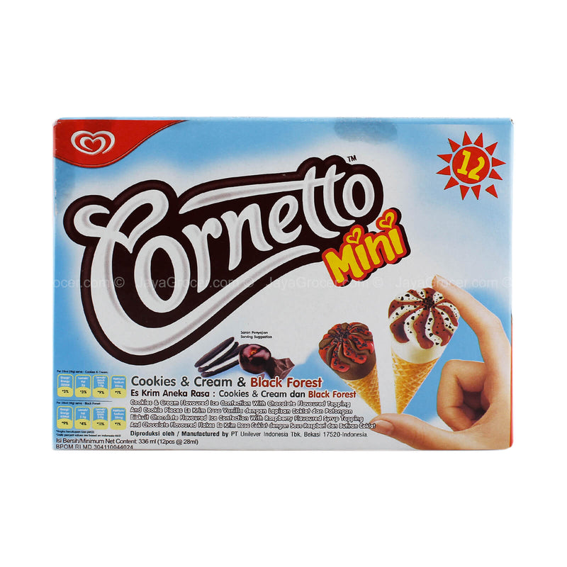 Wall's Cornetto Mini Cookies & Cream & Black Forest Ice Cream 28ml x 12