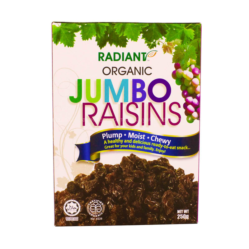Radiant Whole Food Organic Jumbo Raisins 250g