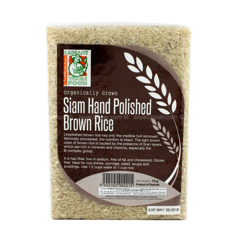 Radiant Whole Food Siam Hand Polished Organic Brown Rice 1kg