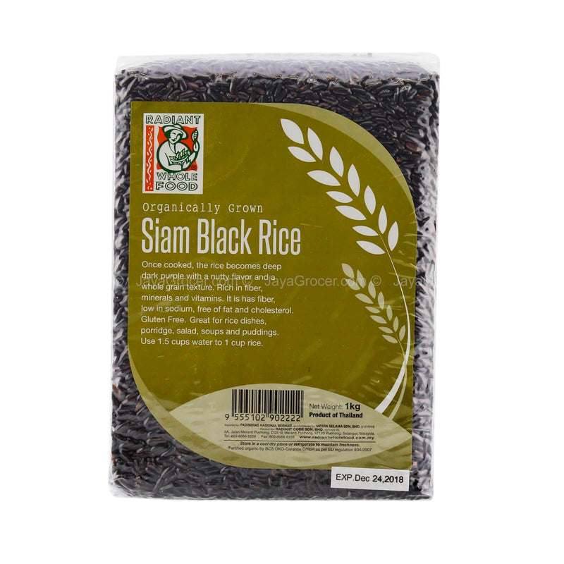 Radiant Whole Food Organically Grown Siam Black Rice 1kg