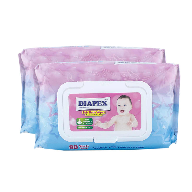 Diapex Soft Baby Wipes 80pcs x 2