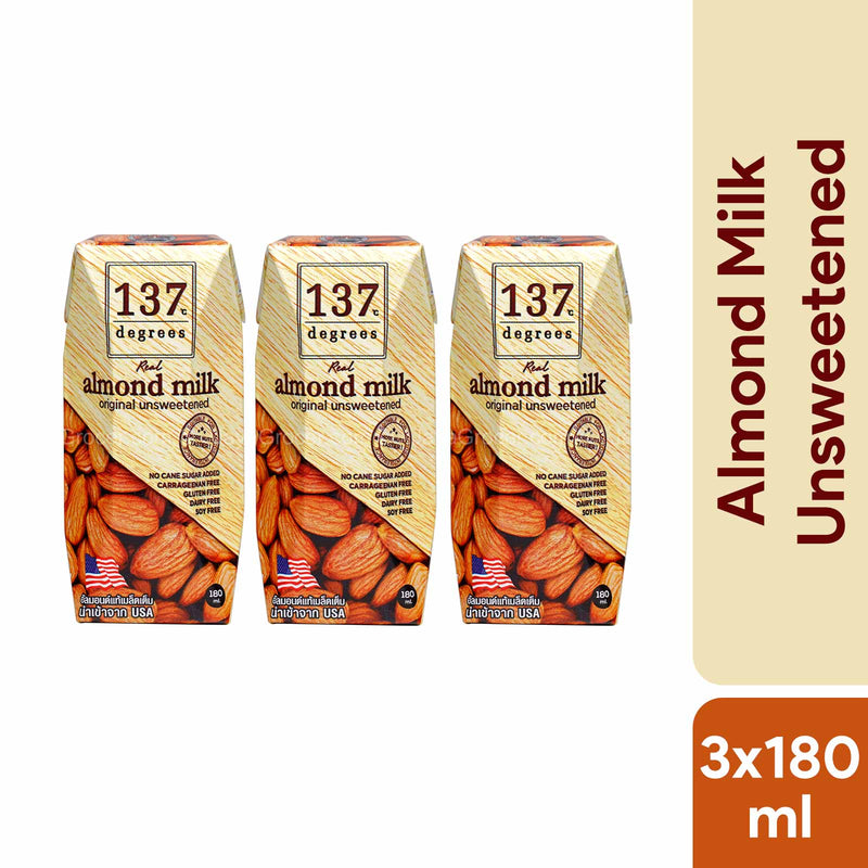 137 Degrees Unsweetened Almond Milk 180ml x 3