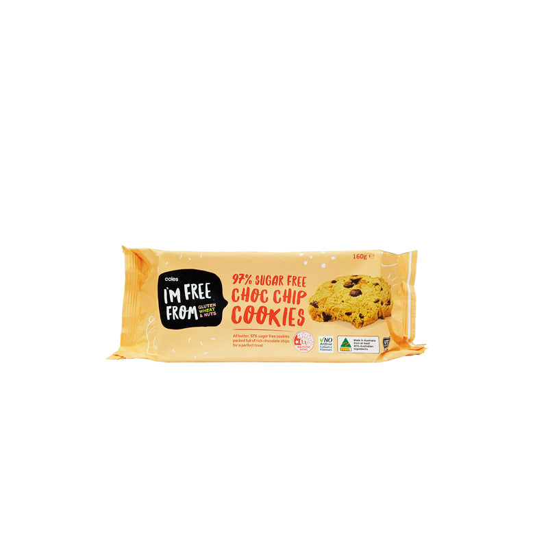 Coles I'm Free From Gluten, Wheat and Nuts Sugar Free Chocolate Chip Cookies 160g