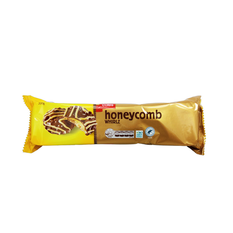 Coles Honeycomb Whirlz Chocolate Biscuits 200g
